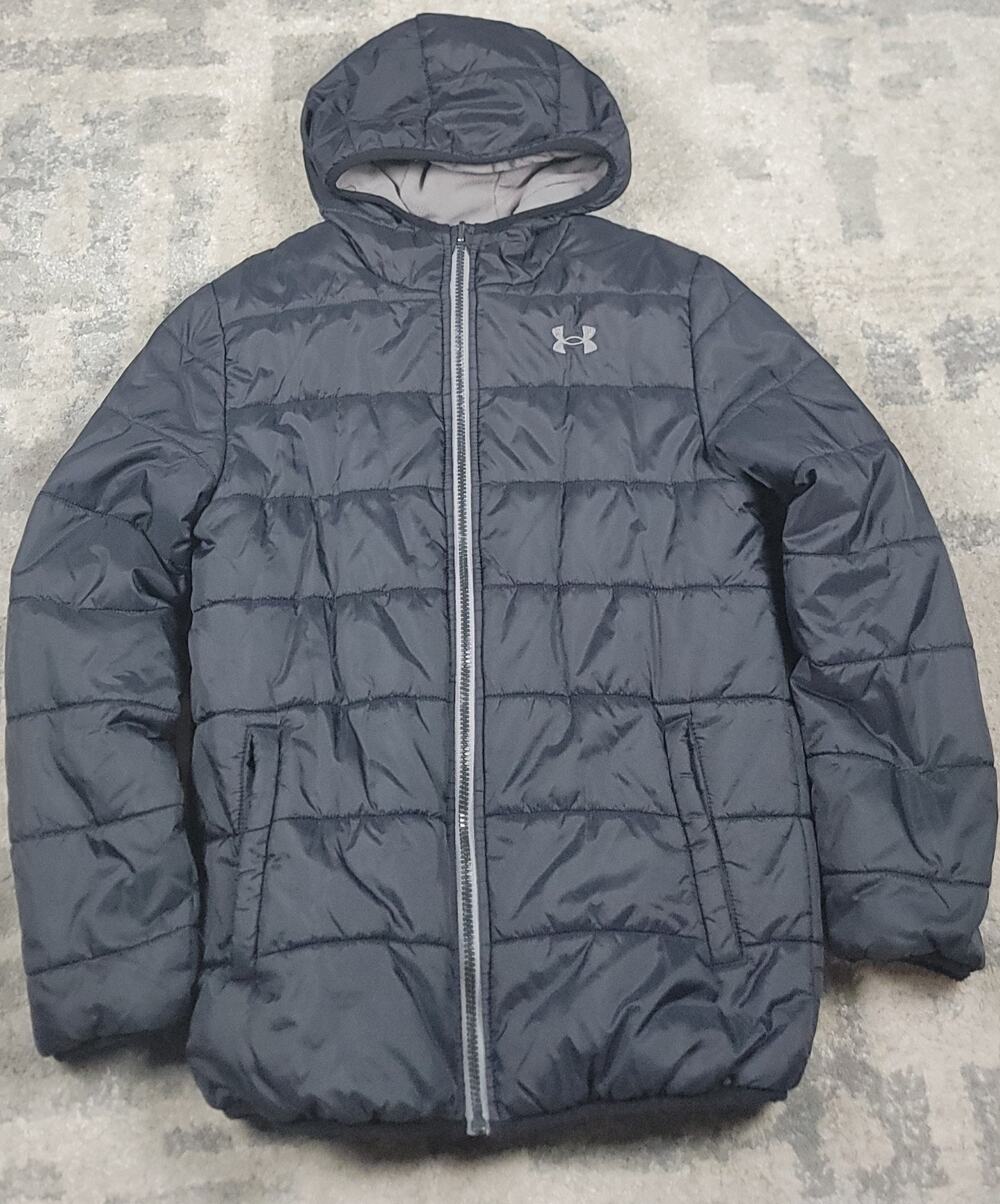 Under Armour Boys' Black ColdGear Hooded Puffer Jacket Size Youth Med